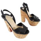 Louboutin Ariellieta Black Stud and Cork Platform Wedge Sandals - 35