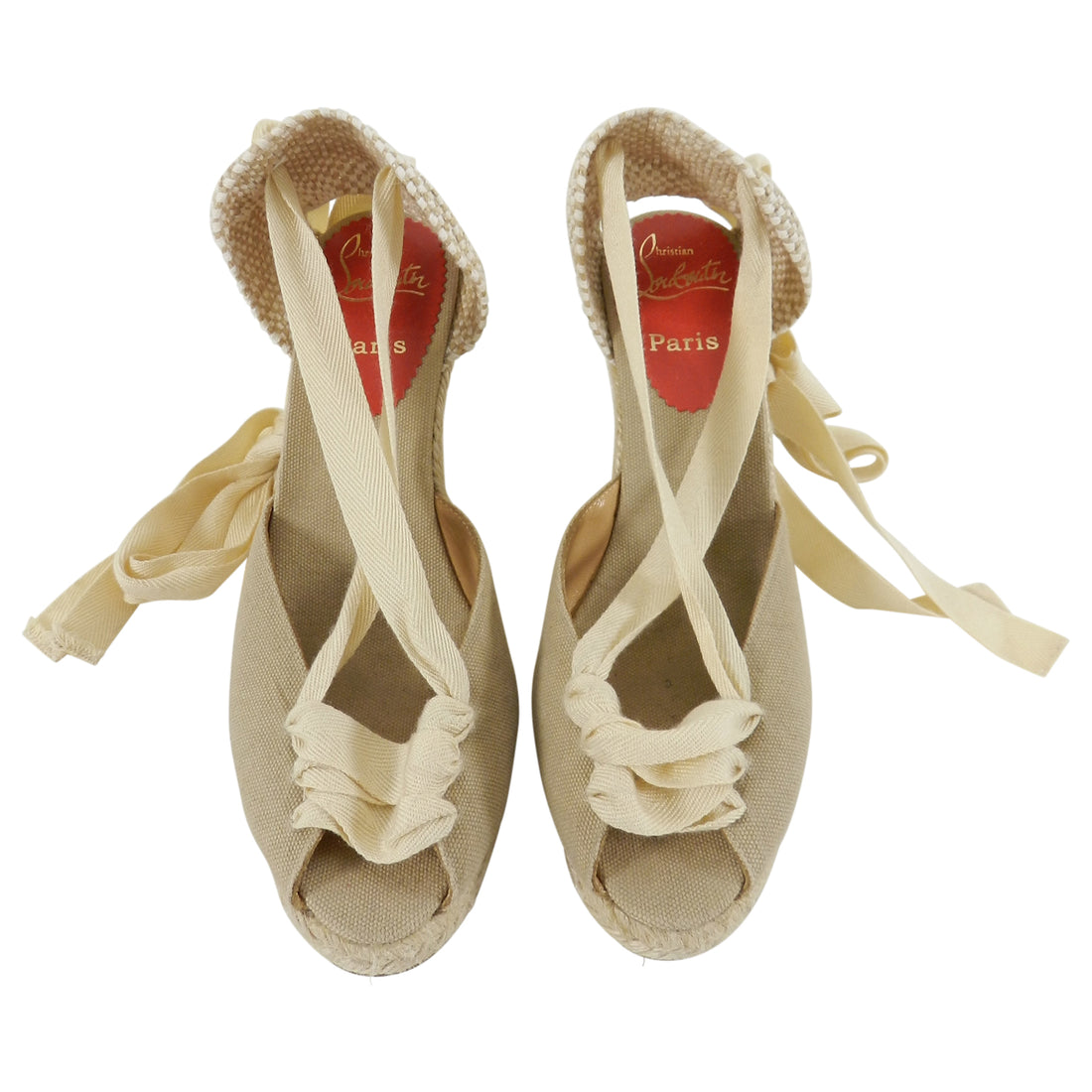 Christian Louboutin Canvas Espadrille Wedge Shoes – 37