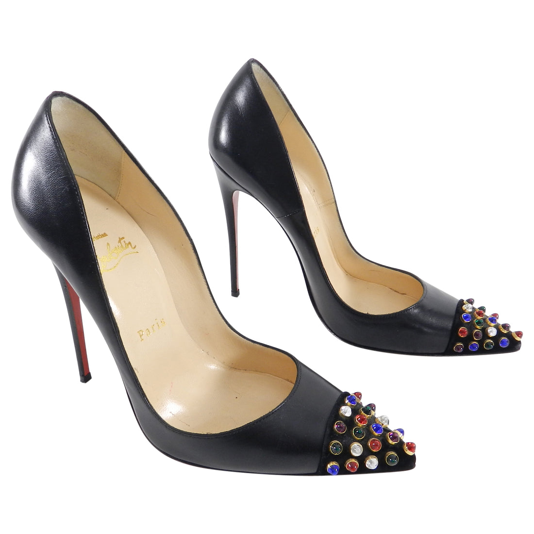 Christian Louboutin Cabo 120 Pump with Jewel Embellished Toe - 38