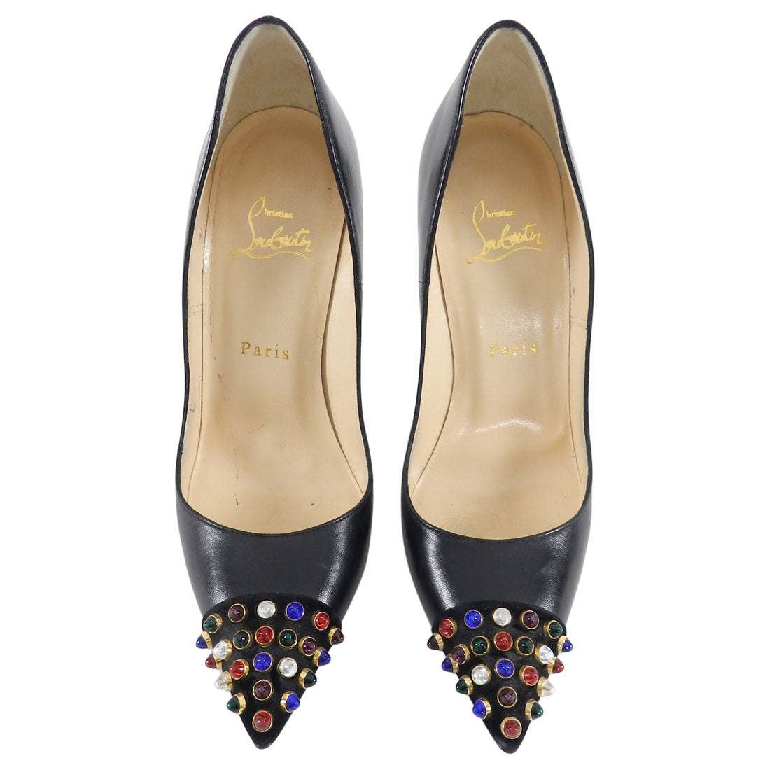 Christian Louboutin Cabo 120 Pump with Jewel Embellished Toe - 38