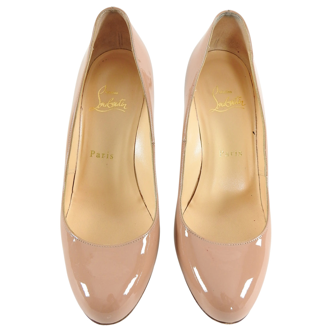 Christian Louboutin Nude Patent Ron Ron Zeppa Wedge Pumps