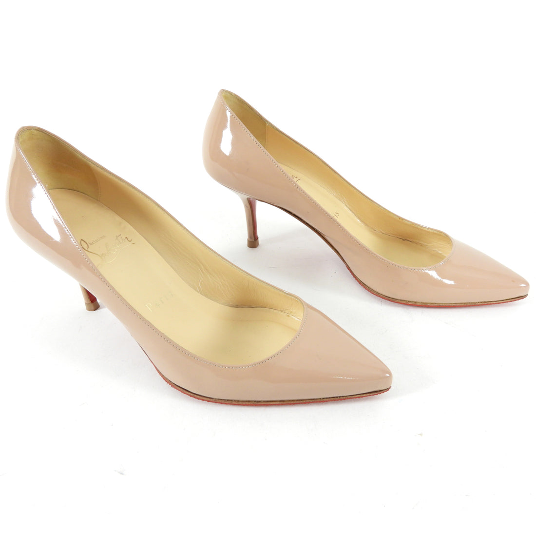 Christian Louboutin Nude Patent Leather Classic Pumps - 38