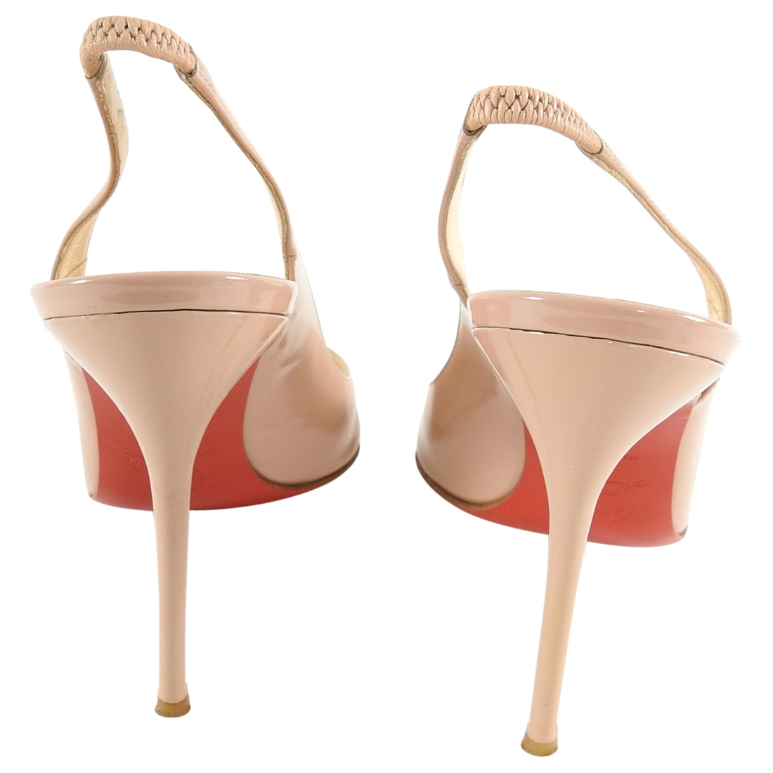 Christian Louboutin Nude Patent Corneille Sling Back 100 Heels - 37