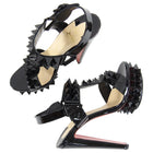 Christian Louboutin Black Patent Stud Platform Sandal Heels - 38.5