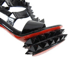 Christian Louboutin Black Patent Stud Platform Sandal Heels - 38.5