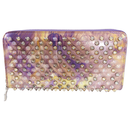 Louboutin Purple Floral Stud Zippy Wallet