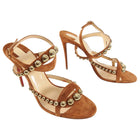 Christian Louboutin Tan Suede Galleria 100 Stud Sandal Heels - 40