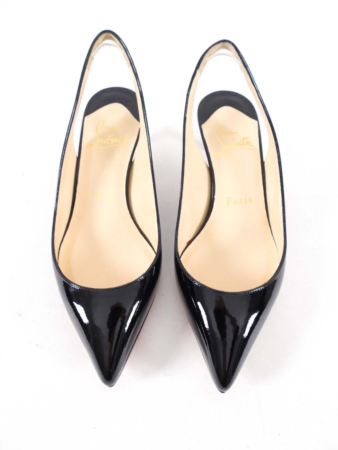 Christian Louobutin Yasmine PE 45 Black Patent Sling Heels - 35 / 34.5