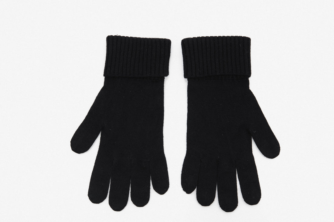 LOUIS VUITTON Wool Petit Damier Gloves Black 1129502