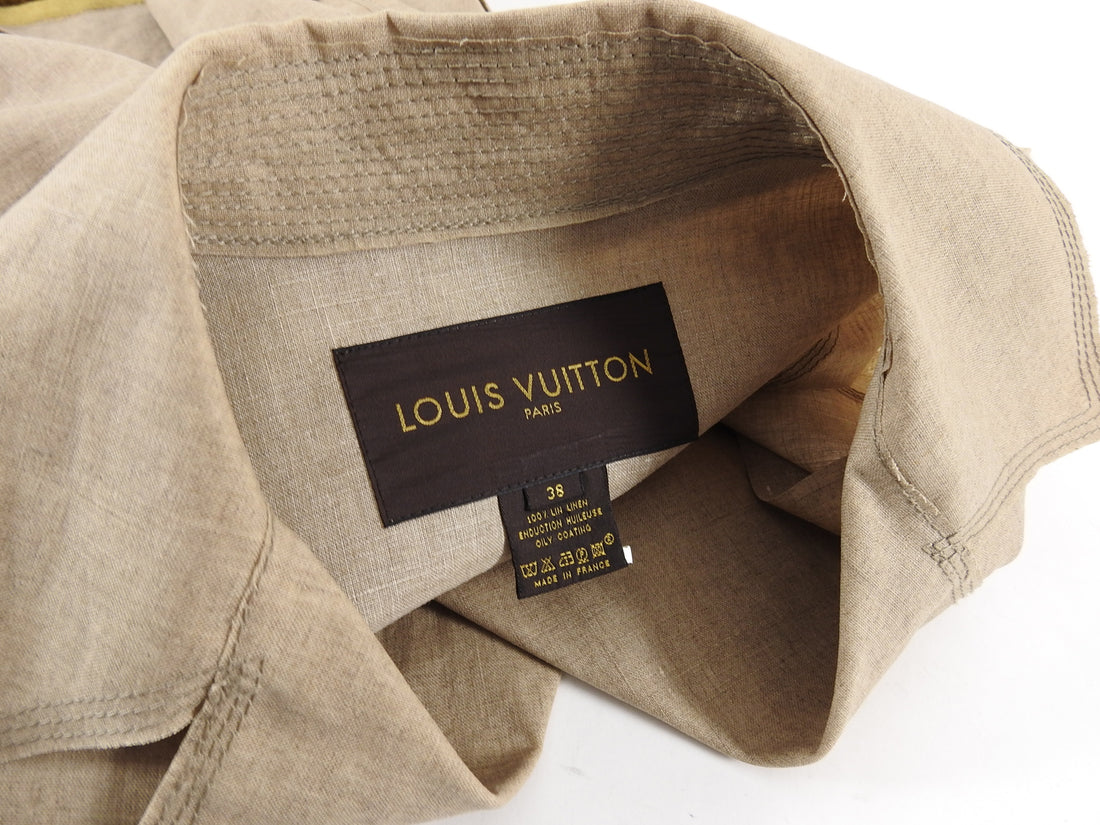 Louis Vuitton Coated Linen Trench Coat with Velvet and Lace Trims