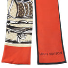 Louis Vuitton Red and Beige Monogram Trunks Silk Bandeau Scarf