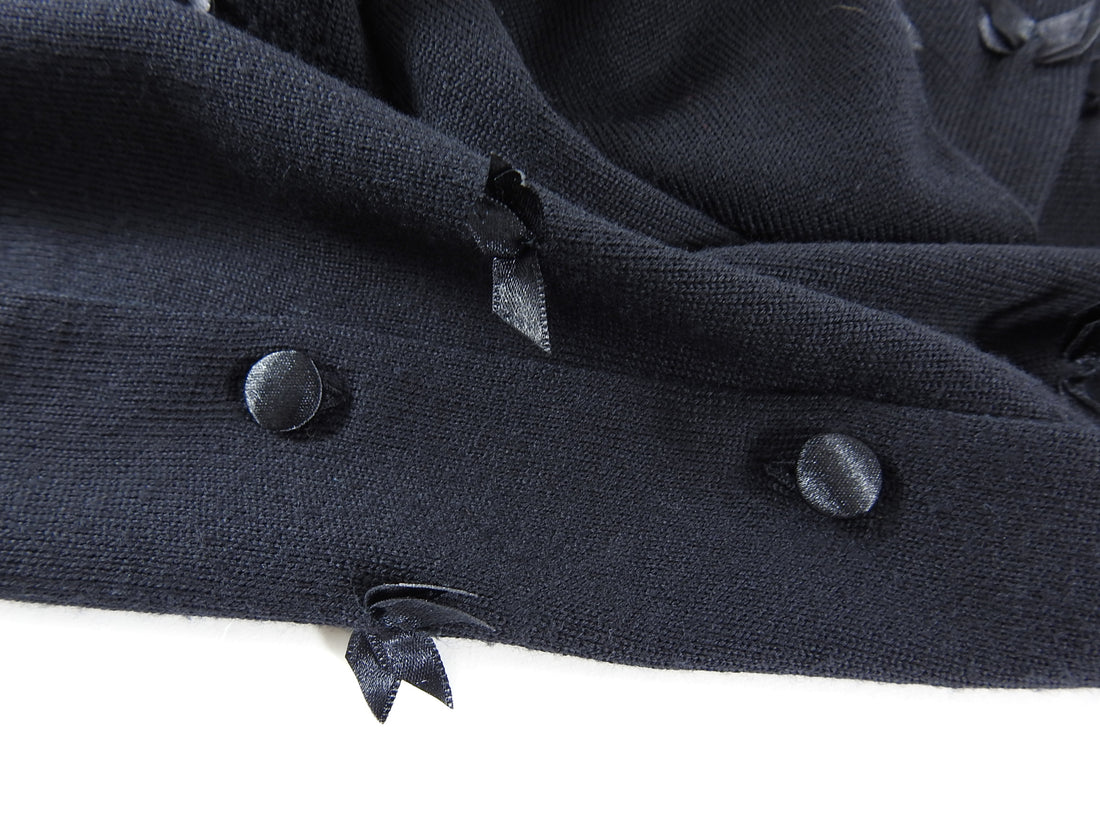 Louis Vuitton Black Cardigan with Satin Bows - M / 6