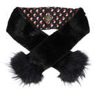 Louis Vuitton Black Mink Fur Scarf with Red Silk Hearts