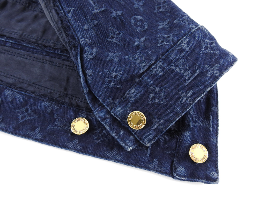 Louis Vuitton Blue Logo Monogram Denim Contrast Collar Detail Jacket L Louis  Vuitton  TLC