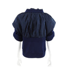 Louis Vuitton Navy Knit and Nylon Ruffle Top - FR38 / 6
