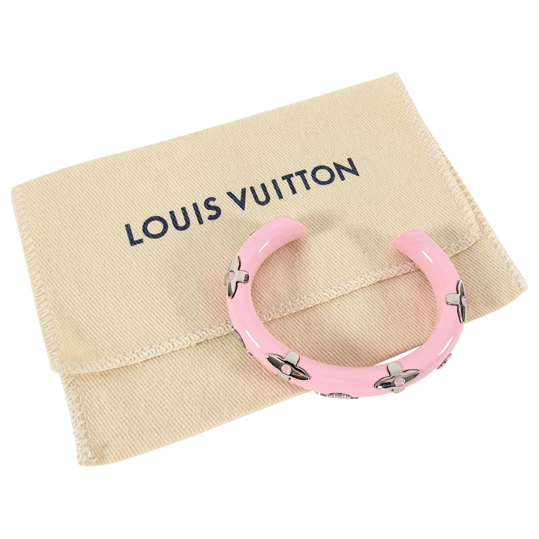 Louis Vuitton Pink Monogram Enamel Confidential Bracelet Size S