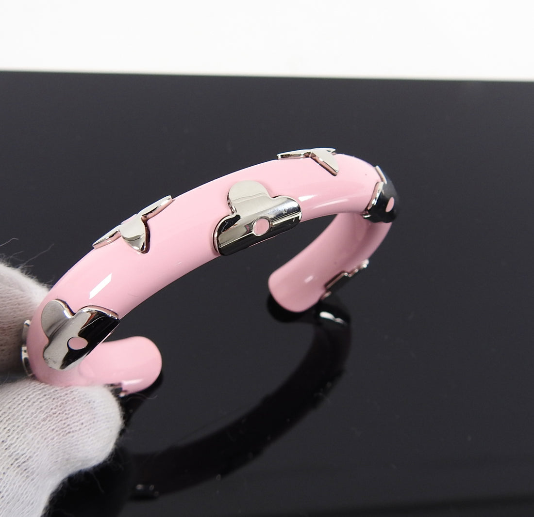 Louis Vuitton Daily Monogram Pink Enamel Rounded Cuff Bracelet