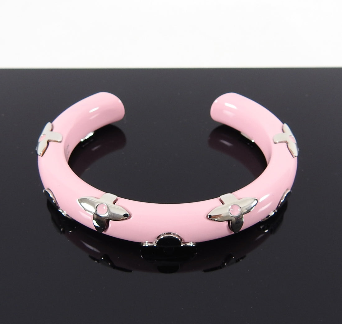 Louis Vuitton Daily Monogram Pink Enamel Rounded Cuff Bracelet
