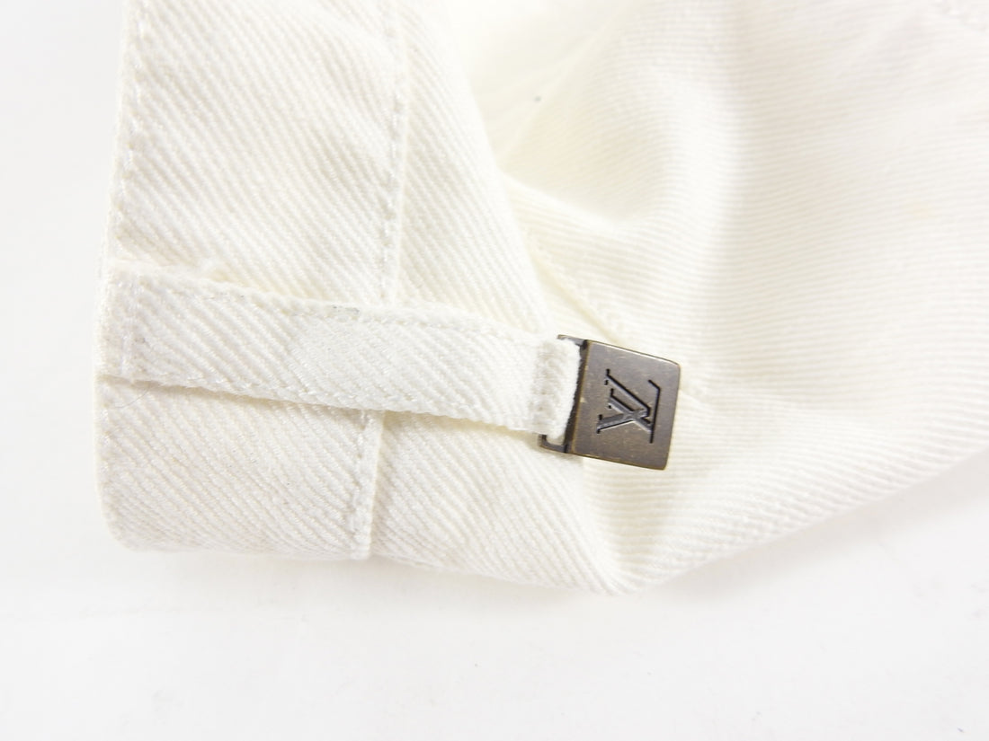 Louis Vuitton White Denim A-Line Skirt with Back Flounce - FR38 / USA 6