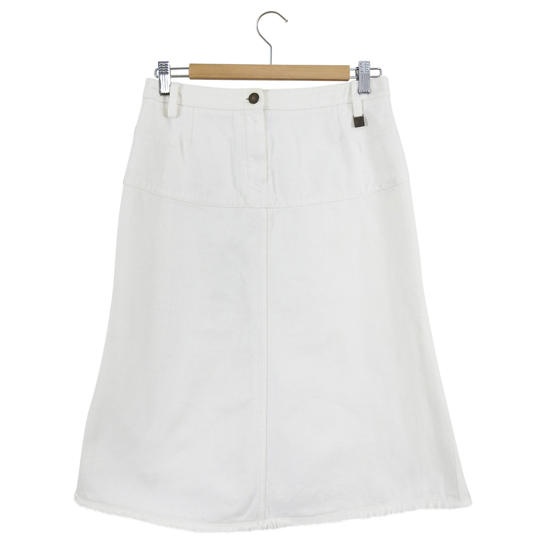 Louis Vuitton Frayed Hem Denim Skirt White. Size 36