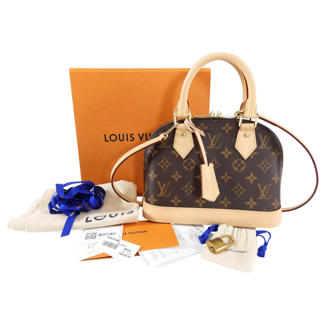 LOUIS VUITTON Monogram Satin Mini Nano ALMA BB Leather Zip Top Handbag Purse  A+