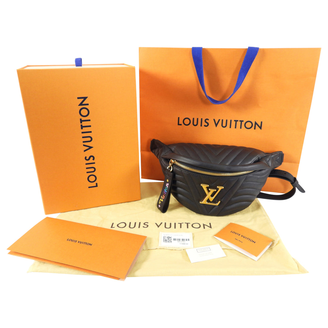 Louis Vuitton Black Leather Quilted LV Logo New Wave Bum Bag – I MISS YOU  VINTAGE