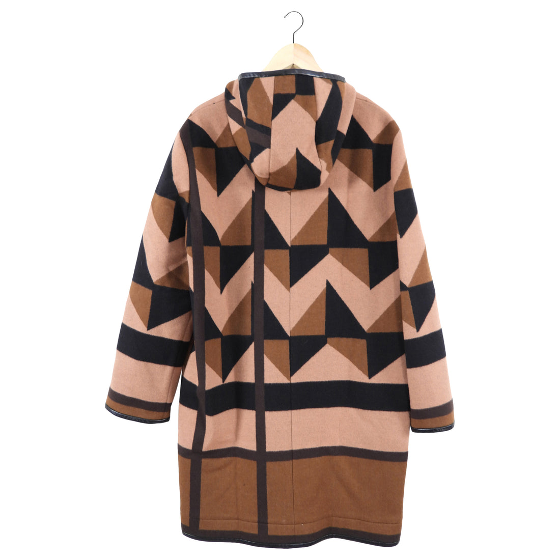 Louis Vuitton Brown and Black Geometric Logo Hooded Coat - FR40