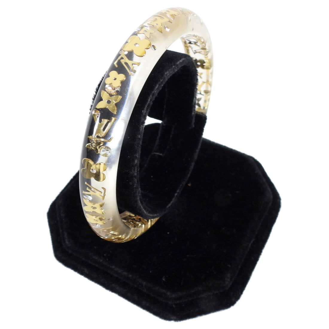 Louis Vuitton black with gold Inclusion resin sequins bangle bracelet  ref.994689 - Joli Closet