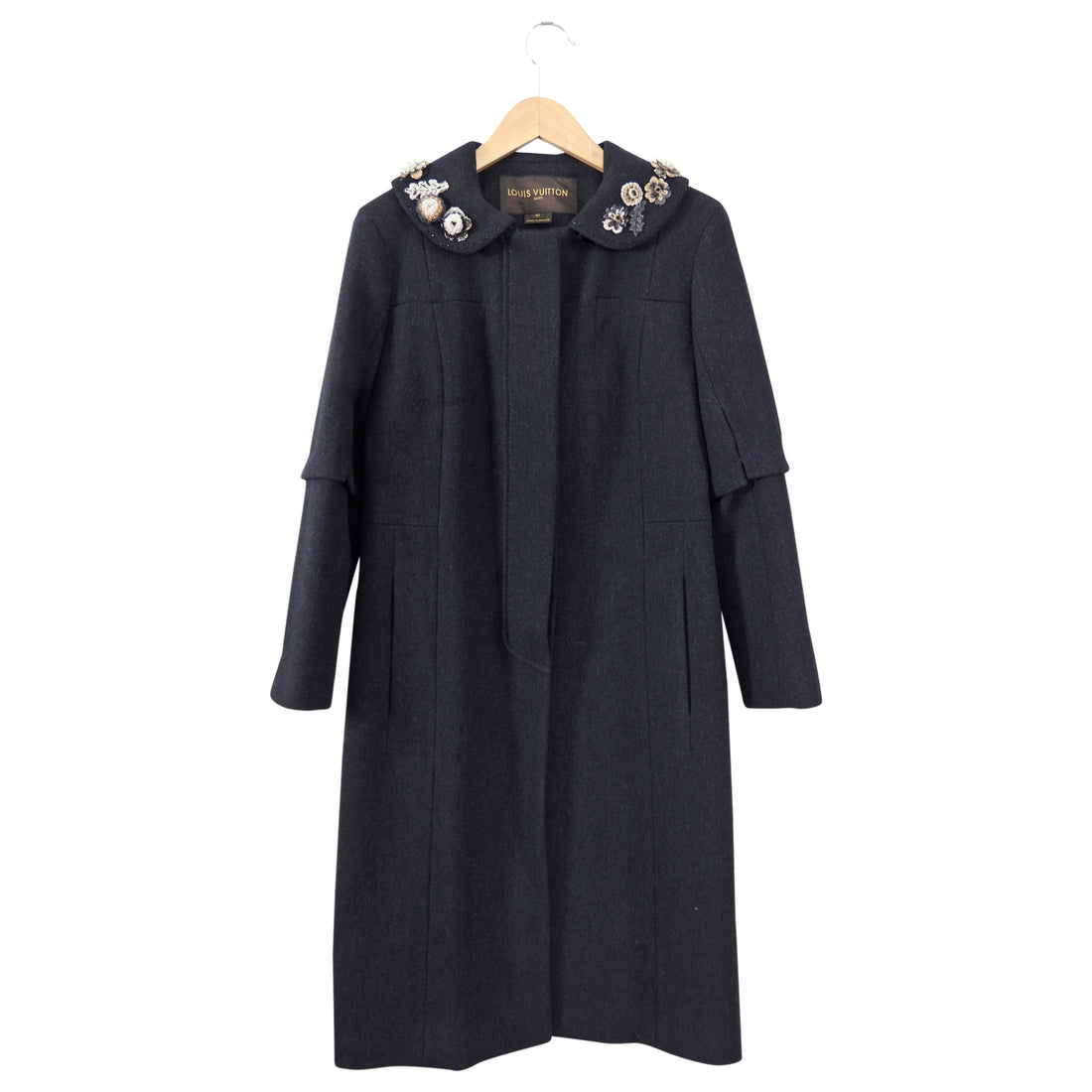 Louis Vuitton Charcoal Grey Floral Embroidered Coat - 38 / S