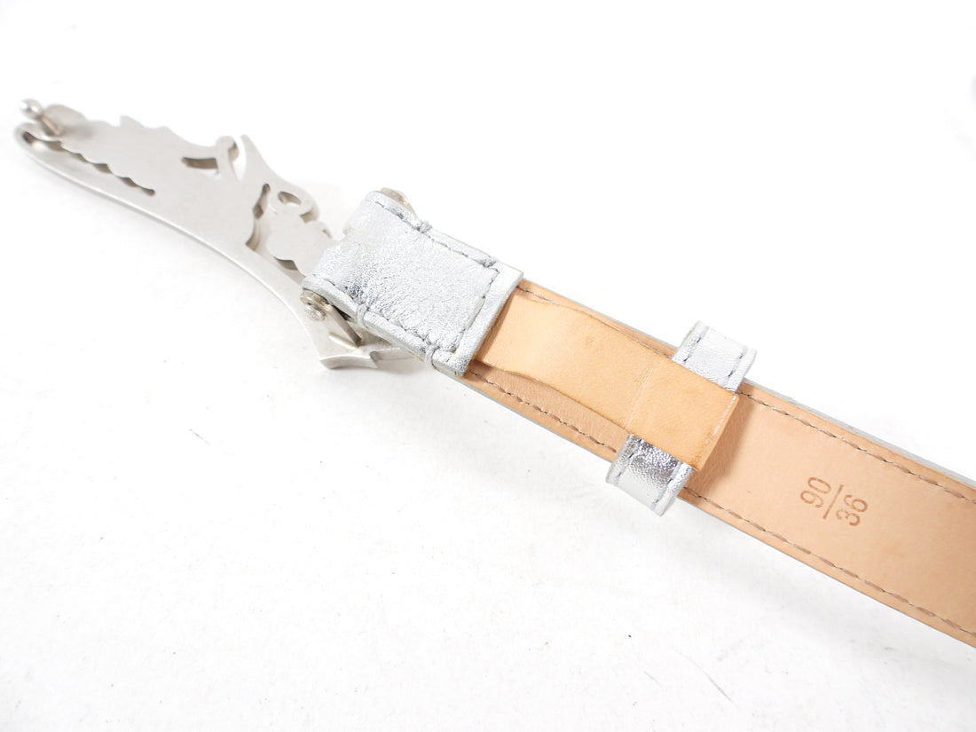 Shape leather belt Louis Vuitton Silver size 90 cm in Leather - 34634347