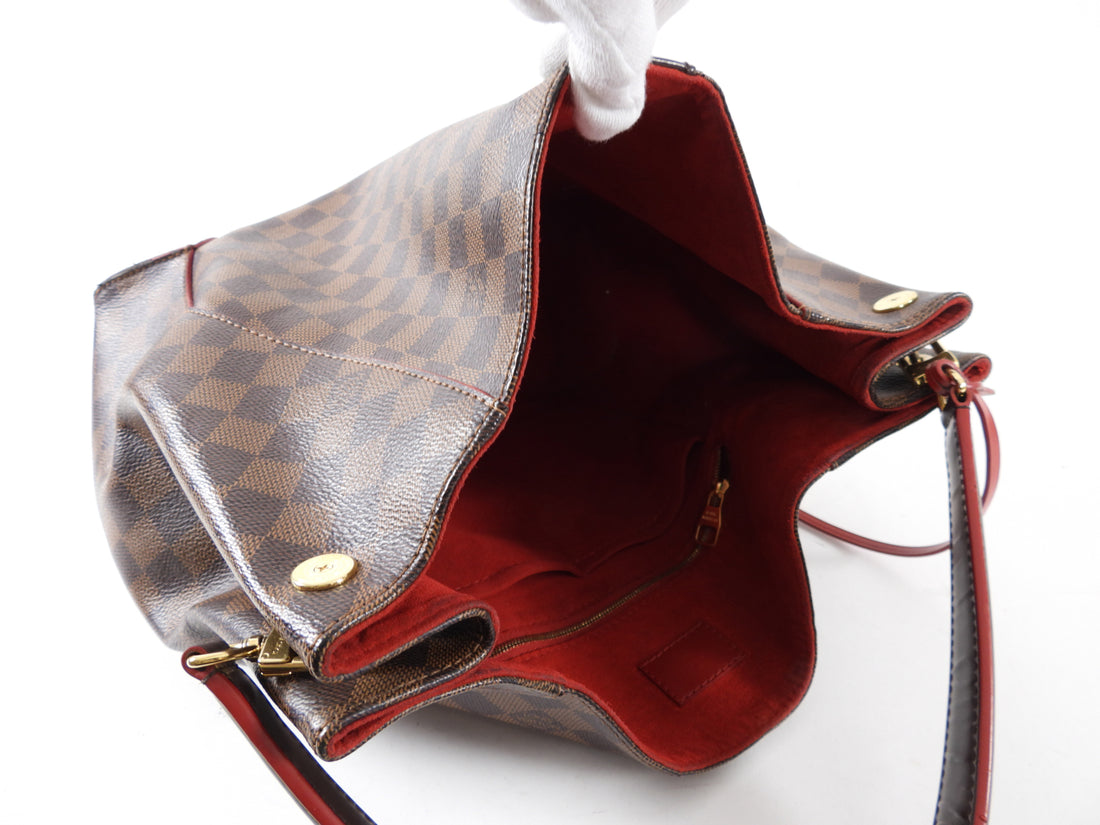 Louis Vuitton Red Damier Ebene Caissa Hobo Bag