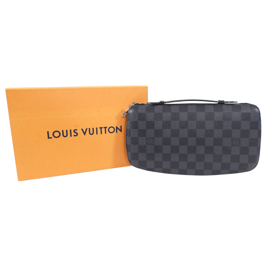 Authenticated Used LOUIS VUITTON Louis Vuitton Organizer N60111 Zippy NM  Damier Graphite Long Wallet Round Zipper Passport Travel Pouch Gray Series