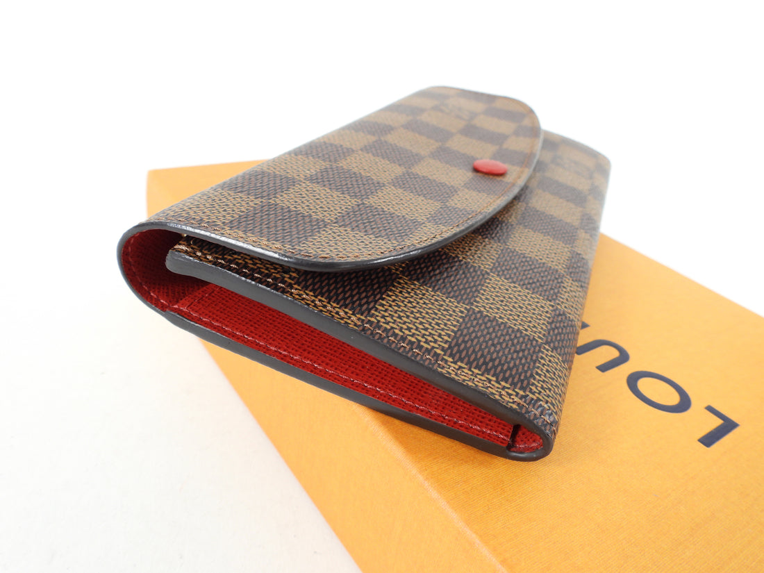 Louis Vuitton Snap Wallet Damier Ebene with Red, Preowned - Julia