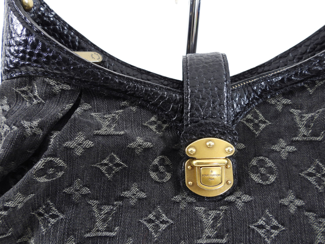 Louis Vuitton Denim Noir Monogram Mahina XS Hobo