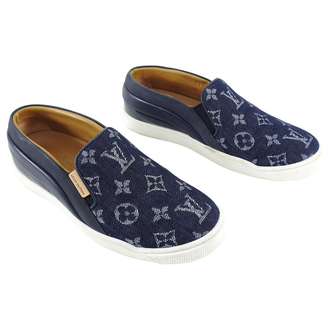 Louis Vuitton Denim Monogram Tempo Slip on Sneakers Size 34