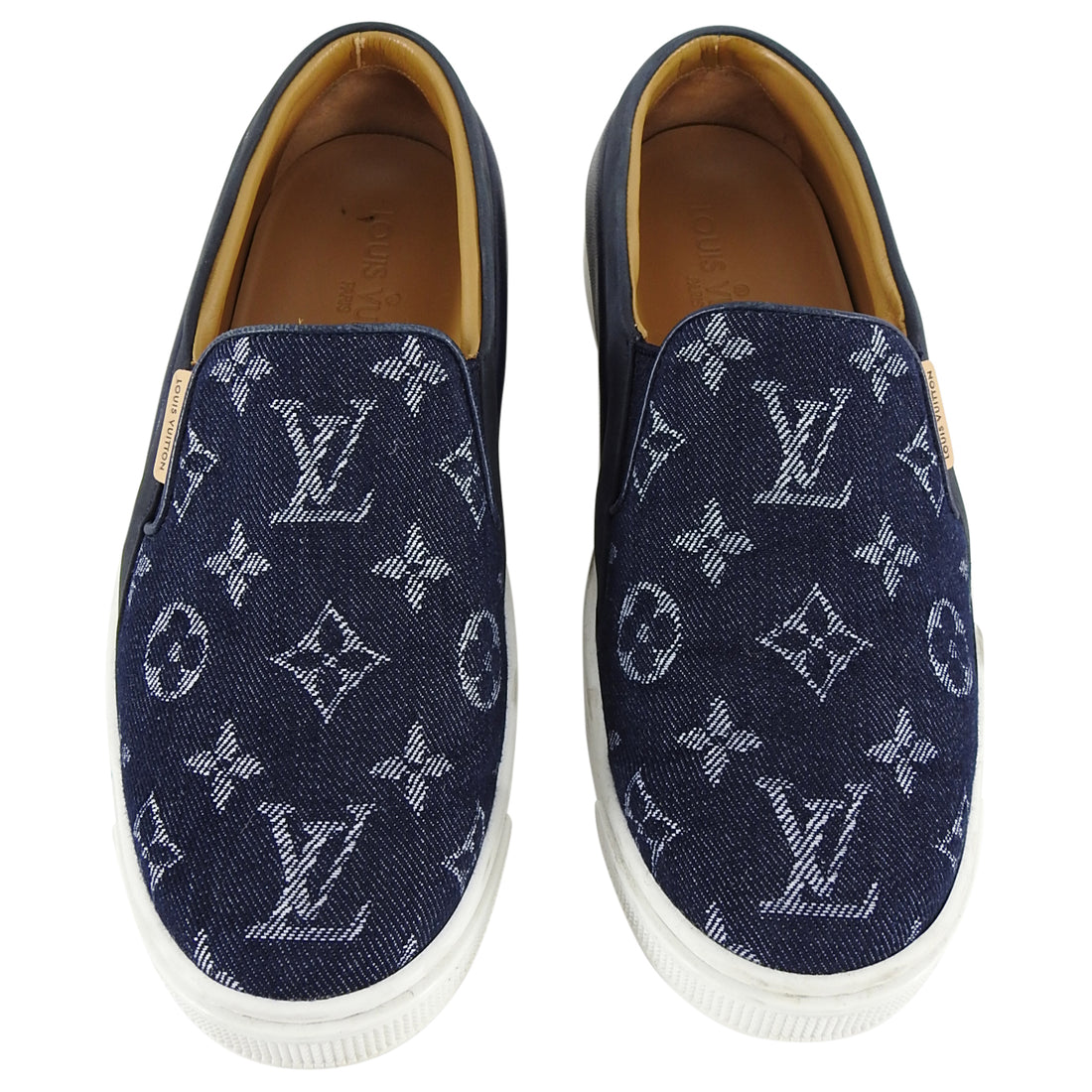 Louis Vuitton Denim Monogram Tempo Slip On Sneakers Size 34 Louis Vuitton