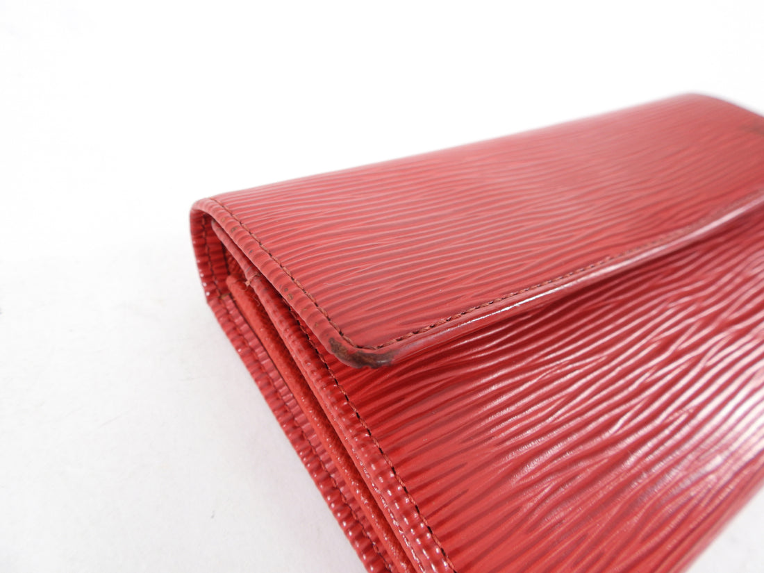 Louis Vuitton Red EPI Leather Kisslock Snap Bi-Fold Wallet LV-W0930P-0391