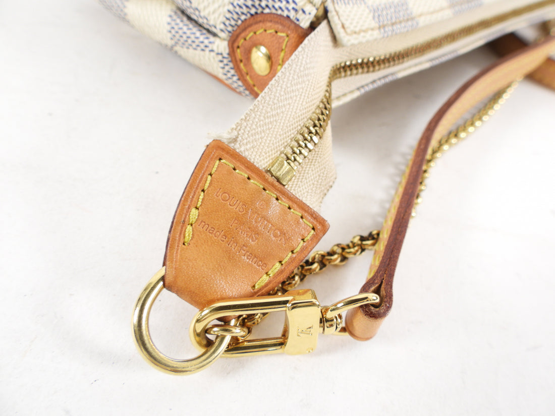 Louis Vuitton Damier Azur Pochette Eva Crossbody Bag Sophie Leather  ref.330392 - Joli Closet
