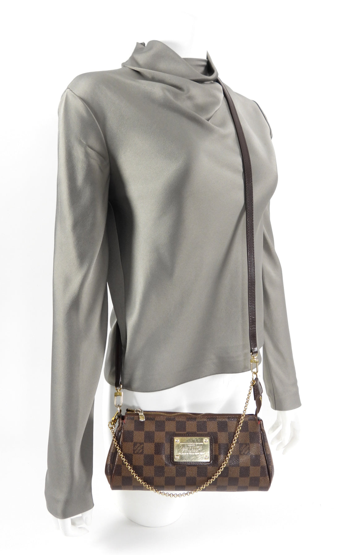 Louis Vuitton Damier Ebene Eva Clutch / Crossbody 2-way Bag