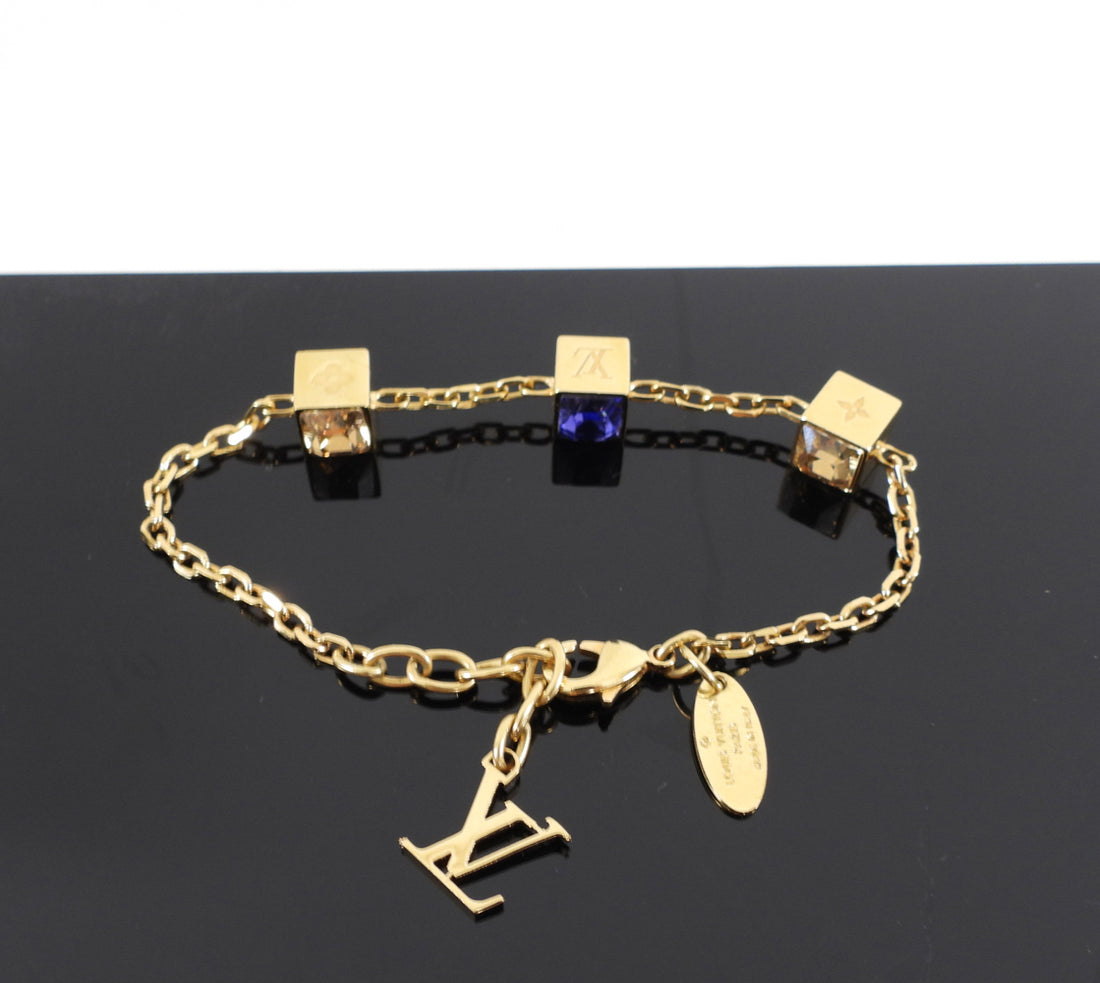 Louis Vuitton Gamble Crystals Gold Tone Bracelet For Sale at 1stDibs