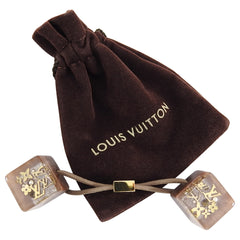 LOUIS VUITTON Taupe Monogram Engraved Cubes Hair Tie at 1stDibs