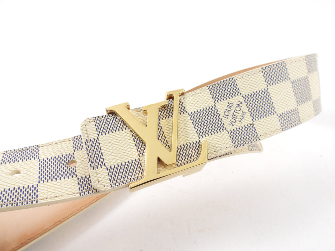 Louis Vuitton LV Initiales 40mm Gold White Damier Azur Belt
