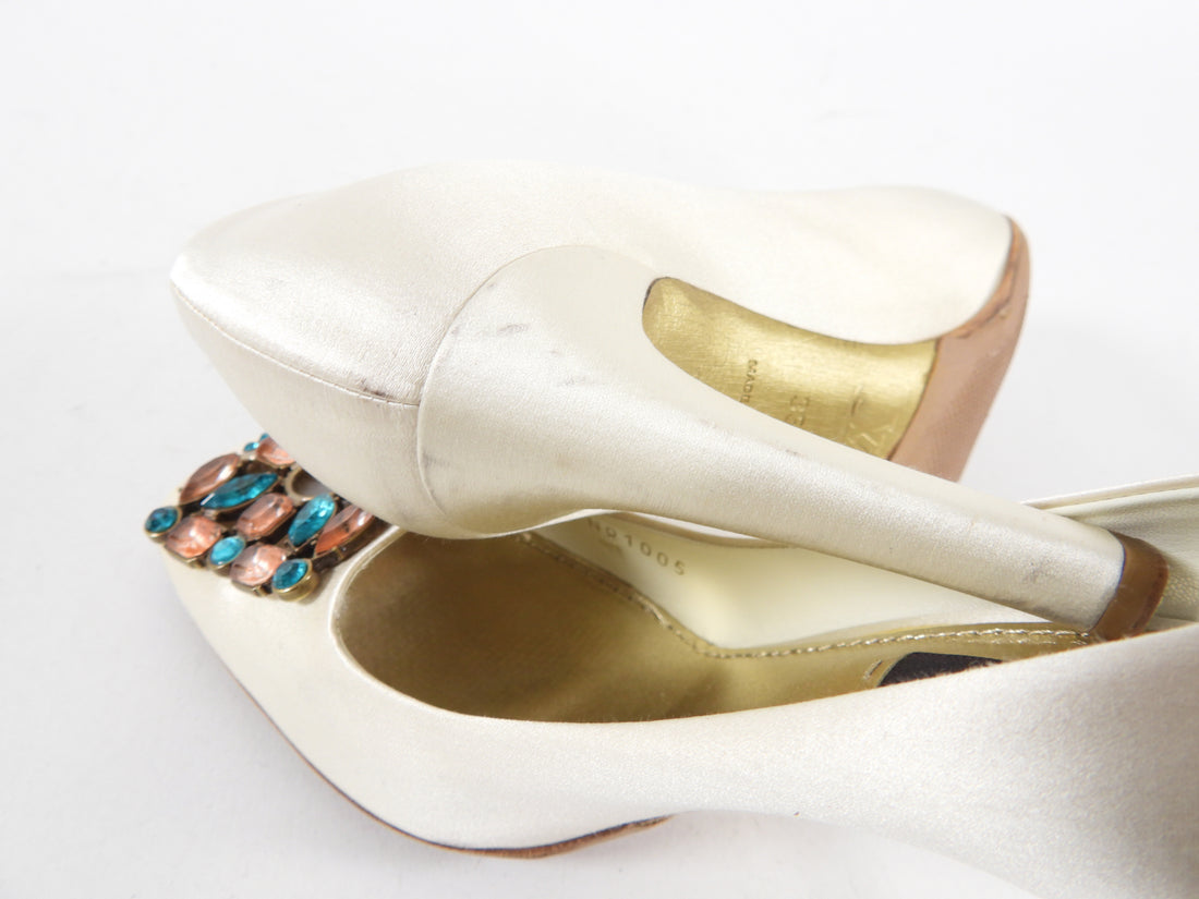 Louis Vuitton Ivory Satin and Jewel Pumps - USA 5.5 – I MISS YOU VINTAGE