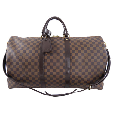 Louis Vuitton Damier Ebene Keepall 55 Bandouliere Travel Duffle Bag