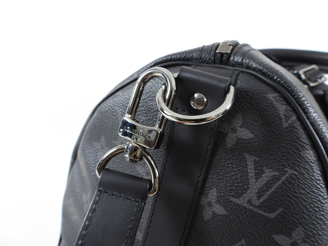 Louis Vuitton Black Monogram Eclipse Keepall Bandouliere 45 Duffle with  Strap7lv