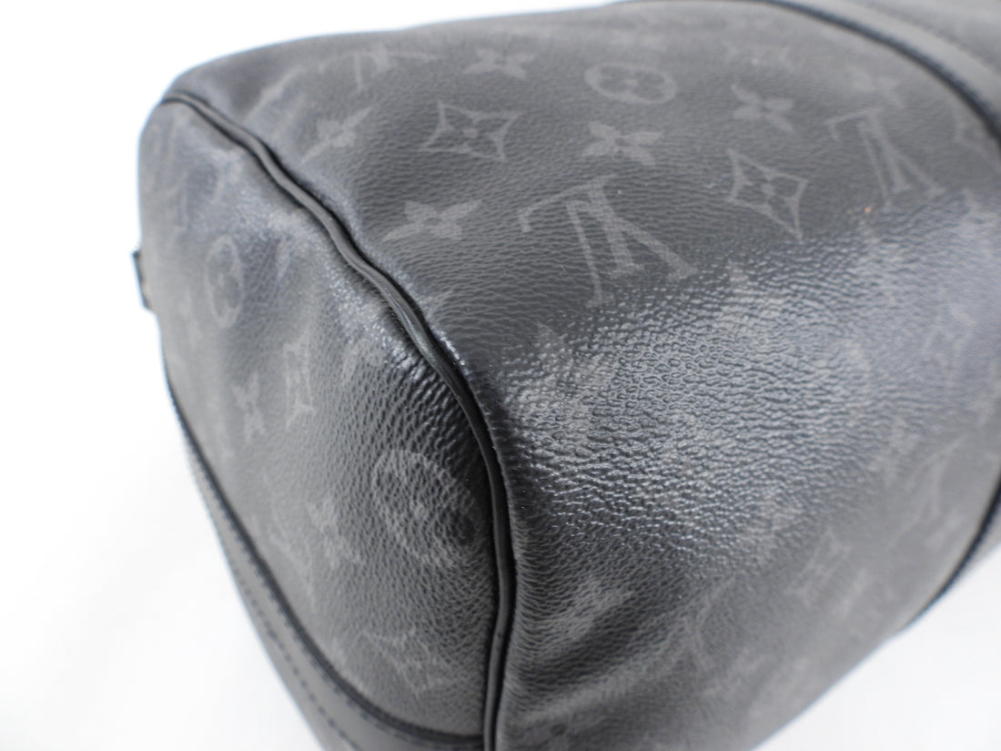Louis Vuitton Black Monogram Eclipse Keepall Bandouliere 45 Duffle with  Strap 63 at 1stDibs