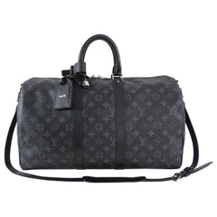 Louis Vuitton Black Monogram Eclipse Keepall Bandouliere 45 Duffle with  Strap 63 at 1stDibs
