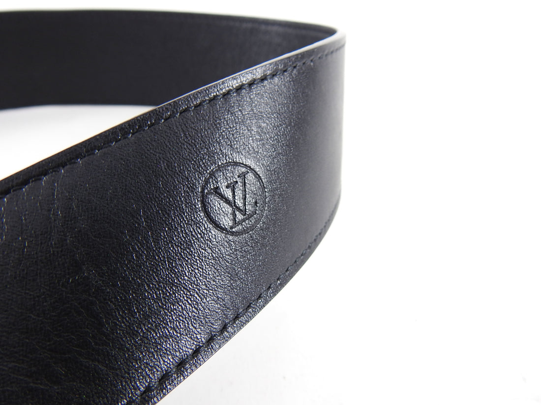 Authentic LOUIS VUITTON Tie The Knot 45mm Belt Black Leather MP146 #S407102