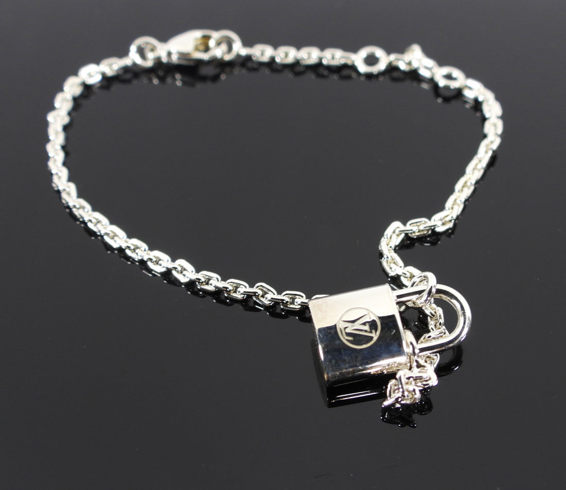 Louis Vuitton Sterling Silver and Fabric Adjustable Lockit Bracelet -  Yoogi's Closet
