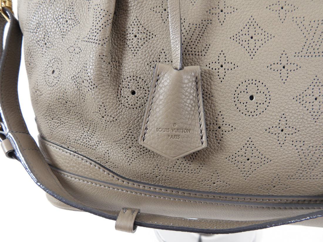 LOUIS VUITTON Taupe Leather Monogram Mahina Stellar Handbag Mahina